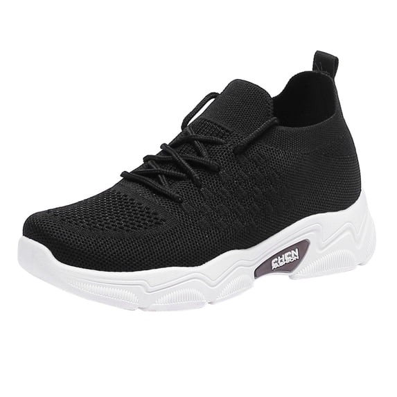 XIMIN Women's Mesh Sports Shoes - Lightweight Breathable Running Sneakers for Spring Summer Fall, Casual Walking Shoes (Black, 7.5)