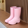 thumbnail image 1 of XIMIN Women's Mid Calf Rain Boots Waterproof Garden Shoes Slip on Rubber Boots Lightweight Rubber Fashion Boots in Gardening with Glossy in Outdoor (36, Pink), 1 of 3