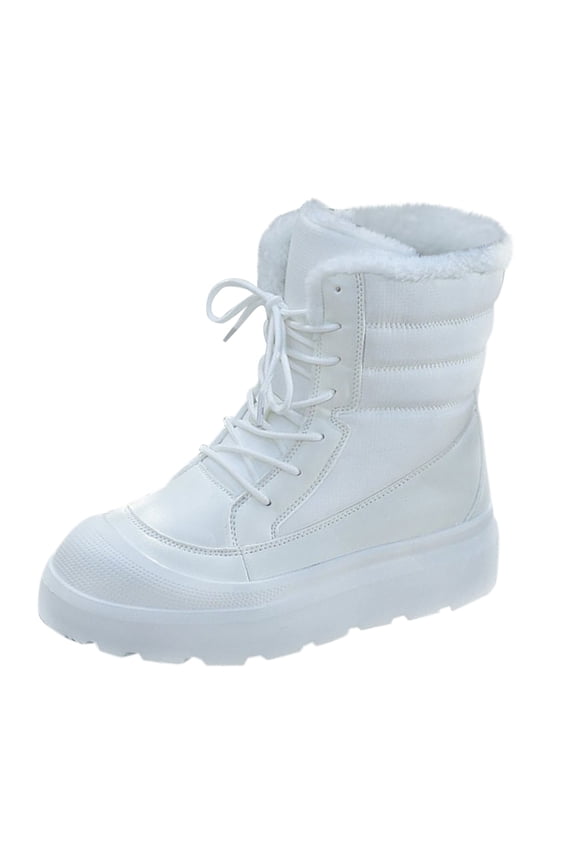 Women's Mid Calf Snow Boots Warm and Comfortable Outdoor Comfy Warm Plush Collar Waterproof Non Slip Fur Lined Winter Boots Anti Cold Zipper Snow Boot
