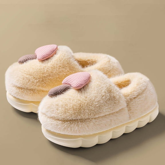 XIMIN Women's Mushroom Cute Cotton Slippers Lightweight Memory Foam Cartoon Fuzzy Plush Slippers Winter Warm Home Slippers Indoor Outdoor Shoes