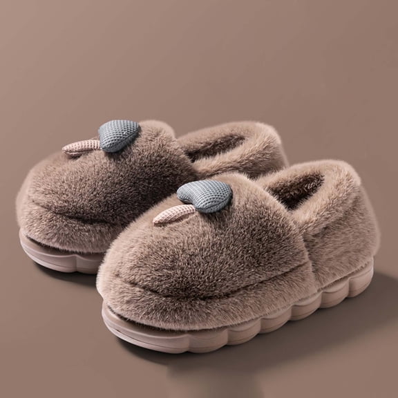 XIMIN Women's Mushroom Cute Cotton Slippers Lightweight Memory Foam Cartoon Fuzzy Plush Slippers Winter Warm Home Slippers Indoor Outdoor Shoes
