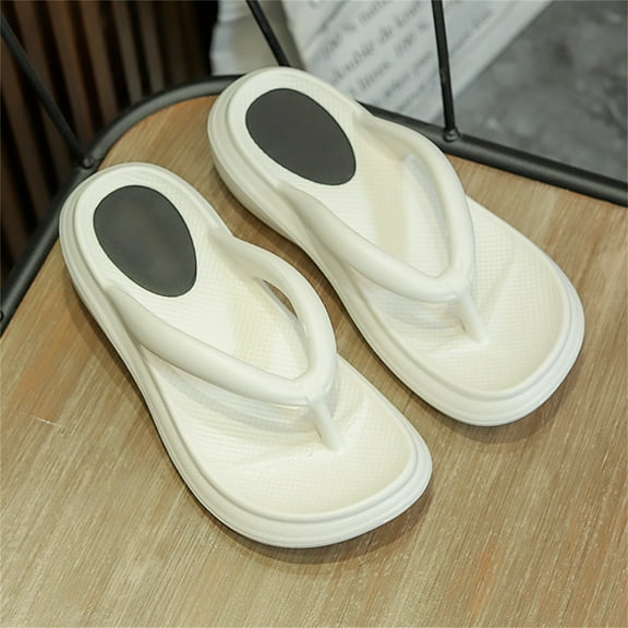 XIMIN Women's Platform Comfy Flip Flops for Women Lightweight Thicken Sole Slippers Non-Slip Shower Bathroom Beach Slides Sandals 2025 (6, White)