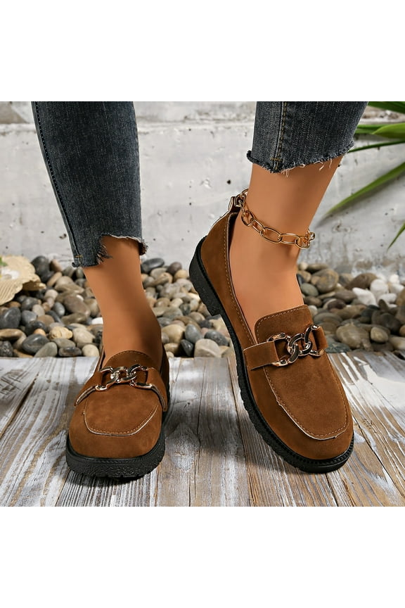 Women's Platform Fashion Loafer Comfortable Solid Color Suede Chunky Sole Penny Business Casual Shoes Casual Slip on Dressy Office Work Shoes