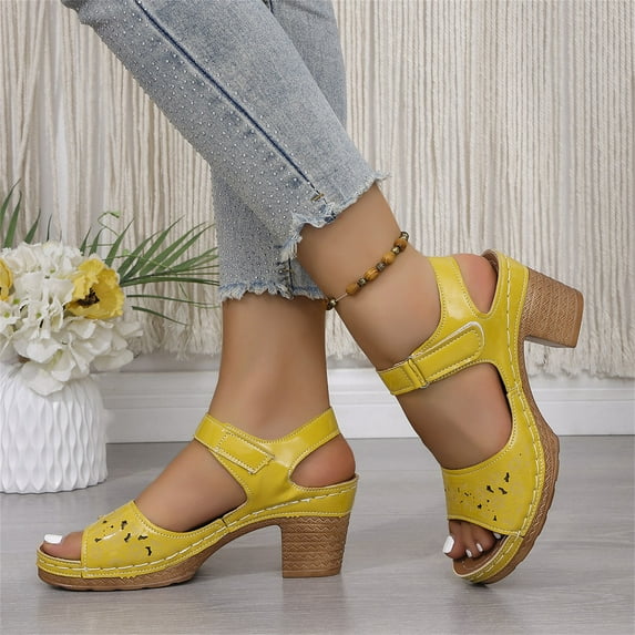 XIMIN Women's Platform Slip On Walking Flats Orthopedic Sandals Open Toe Wedges Slip on Wedge Dressy Sandals with Arch Support Comfortable Bohemia Beach Sandals