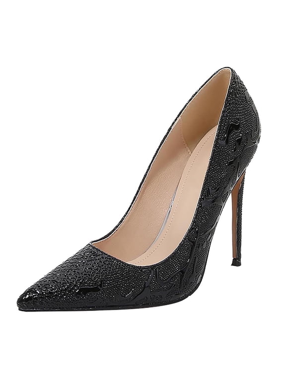 Women's Pumps Closed Toe Sexy High Heels Pointed Stiletto Heel Evening Party Wedding Comfortable Dress Shoes Classic Office Shoes (11.5, Black)