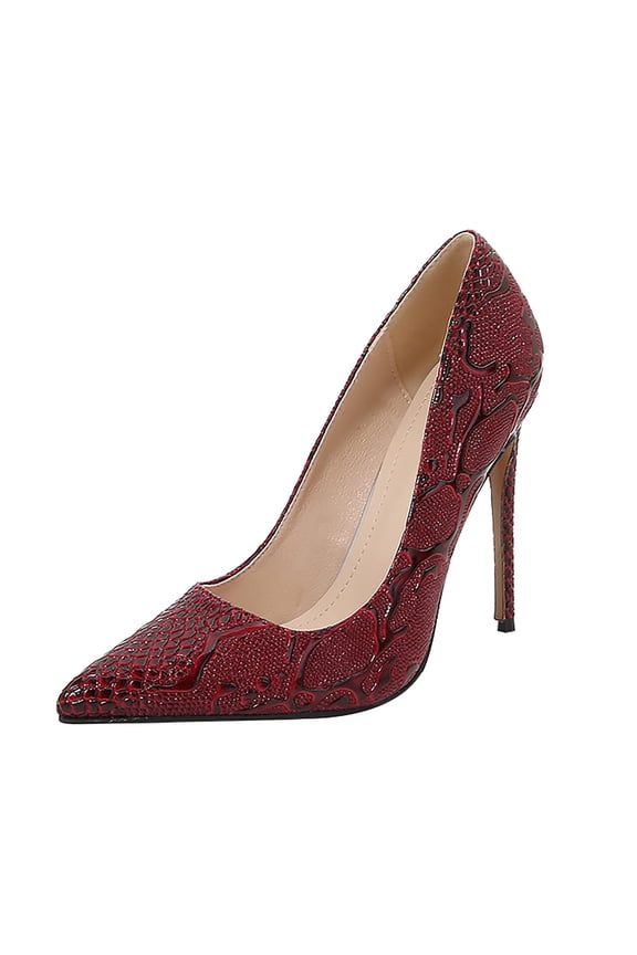 Women's Pumps Closed Toe Sexy High Heels Pointed Stiletto Heel Evening Party Wedding Comfortable Dress Shoes Classic Office Shoes (7, Red)