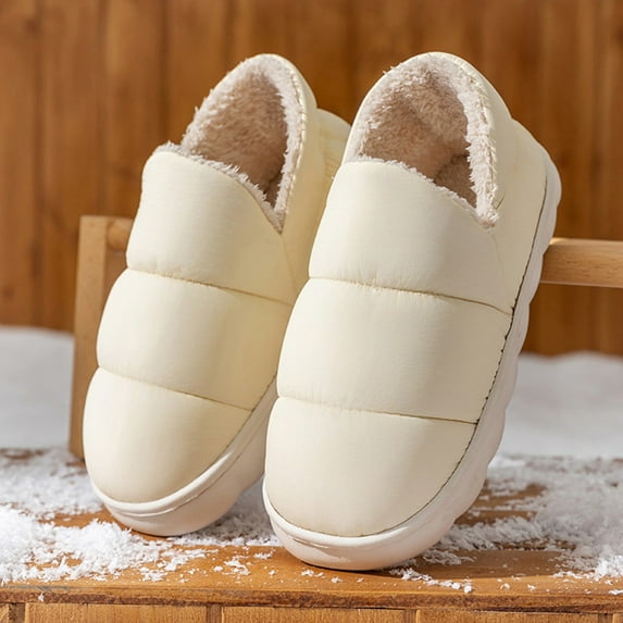 XIMIN Women's Quilted Puffer Slippers Boots Fuzzy Ultra-Soft Cotton Comfortable Cute Indoor Outdoor Cold Weather Fall Winter Warm House Shoes