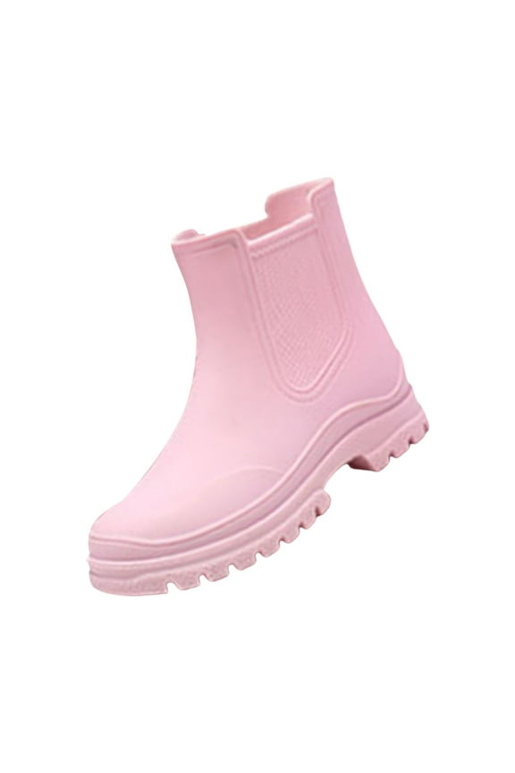 Women's Rain Boots Elastic Adult Ankle Booties Mid Heel Boots Waterproof Non-Slip Chunky Platform Lug Sole Short Comfortable Fashion Garden Boots (36, Red)