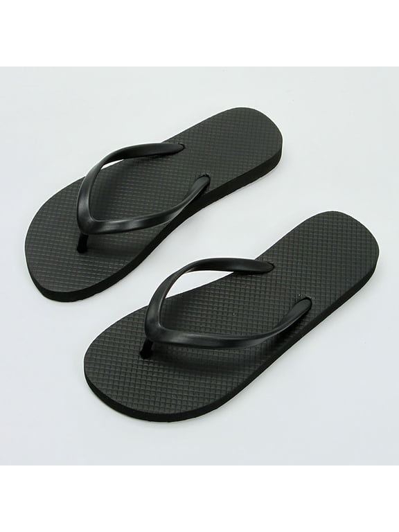 Women's Slim Flip Flops Women's Shower Slippers Flat Sandals Suitable for Summer Bathroom Beach Pool Light Basic Flip Flops Rubber Soft Slip on Footwear (7.5, Black)
