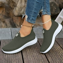 XIMIN Women's Slip On Low Heel Sneakers Lightweight Breathable Casual Walking Running Gym Tennis Workout Shoes Non Slip Comfortable Arch Support Daily Footwear