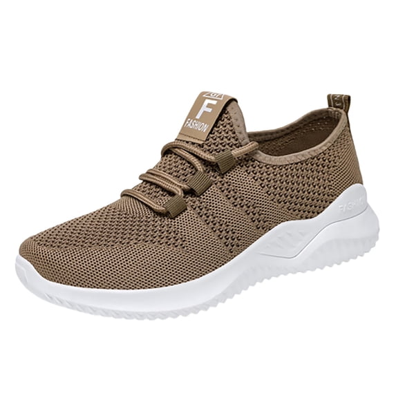 XIMIN Women's Slip On Mesh Sneakers - Ultra Lightweight Breathable Non Slip Walking Shoes for Gym Running Workout and Everyday Casual Wear (Coffee, 7.5)