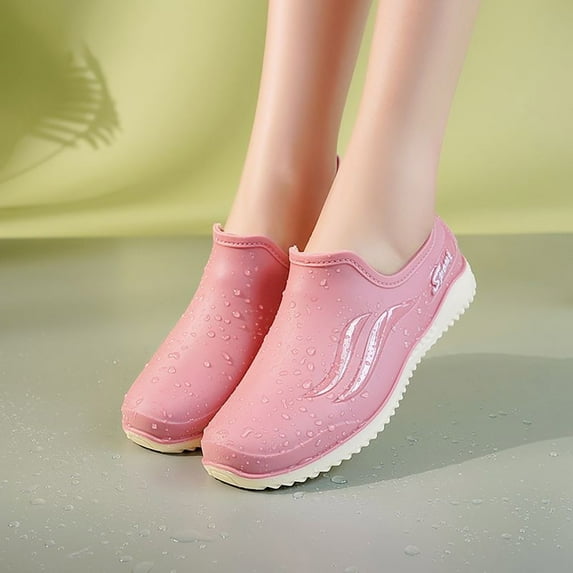 XIMIN Women's Slip-On Rain Boots Waterproof Garden Shoes Solid Color Lightweight Short Ankle Work Shoes and Outdoor Farming Garden Clogs