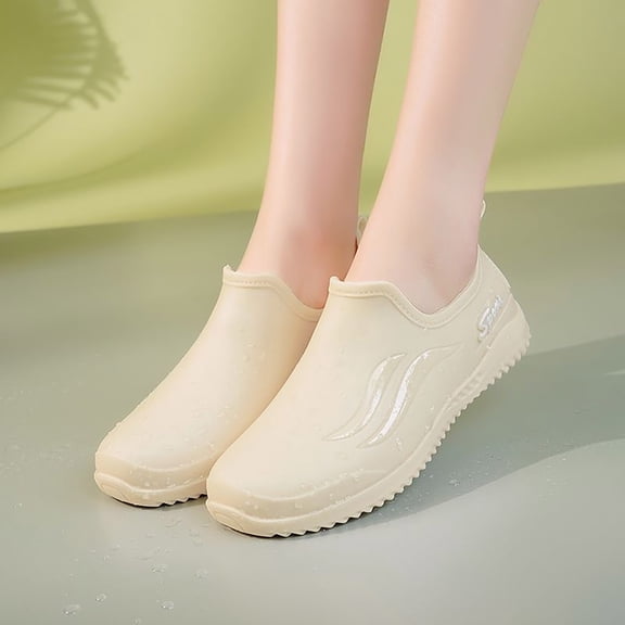 XIMIN Women's Slip-On Rain Boots Waterproof Garden Shoes Solid Color Lightweight Short Ankle Work Shoes and Outdoor Farming Garden Clogs