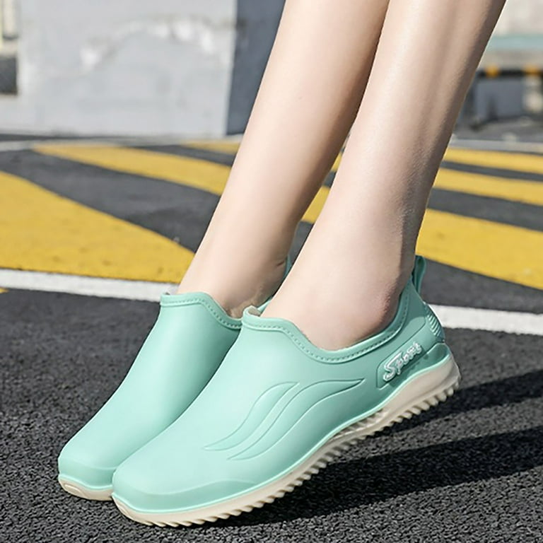 XIMIN Women's Slip-On Rain Boots Waterproof Garden Shoes Solid