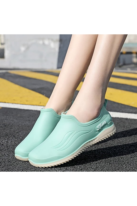 Women's Slip-On Rain Boots Waterproof Garden Shoes Solid Color Lightweight Short Ankle Work Shoes and Outdoor Farming Garden Clogs