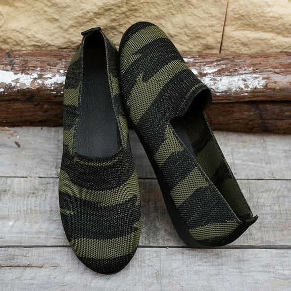 XIMIN Women's Slip-On Shoes Casual Shoes Fashionable Round Toe Flat Shoes Shallow Mouth Lazy Large Size Slip Machine Washable Footwear (7.5, Green)