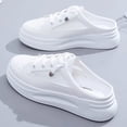 thumbnail image 1 of XIMIN Women's Slip On Platform Backless Sneakers Wedge Slide Wide Platform Canvas Mules Soft Sole Comfortable Lightweight Lace Up Breathable Round Toe Mesh Shoes, 1 of 4