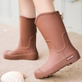 thumbnail image 1 of XIMIN Women's Solid Color Rain Boots Mid-Calf Platform Heel Shoes for Daily Wear Comfortable Slip Long Boots Comfortable Fashionable Durable Footwear, 1 of 5