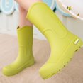 thumbnail image 1 of XIMIN Women's Solid Color Rain Boots Mid-Calf Platform Heel Shoes for Daily Wear Comfortable Slip Long Boots Comfortable Fashionable Durable Footwear, 1 of 6