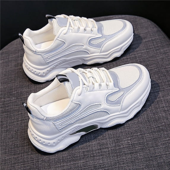 XIMIN Women's Sports Shoes - Breathable Mesh Sneakers for Spring Summer Fall, Lightweight Casual Fashion Walking Shoes (Grey, 5.5)