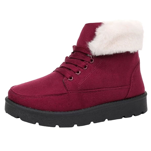 XIMIN Women's Sports Snow Shoes Warm Fur Lined Ankle Platform Boots Outdoor Single Foot Non-Slip Rubber Sole Winter Comfortable Boots