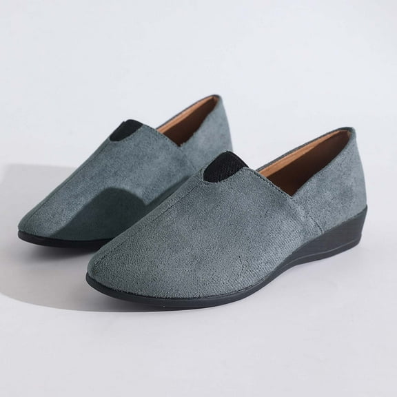 XIMIN Women's Suede Loafers Casual Slip-on Flat Low Chunky Rounded Toe Heels Healed Dress Shoes Comfortable Low-top Design Suitable for Everyday wear