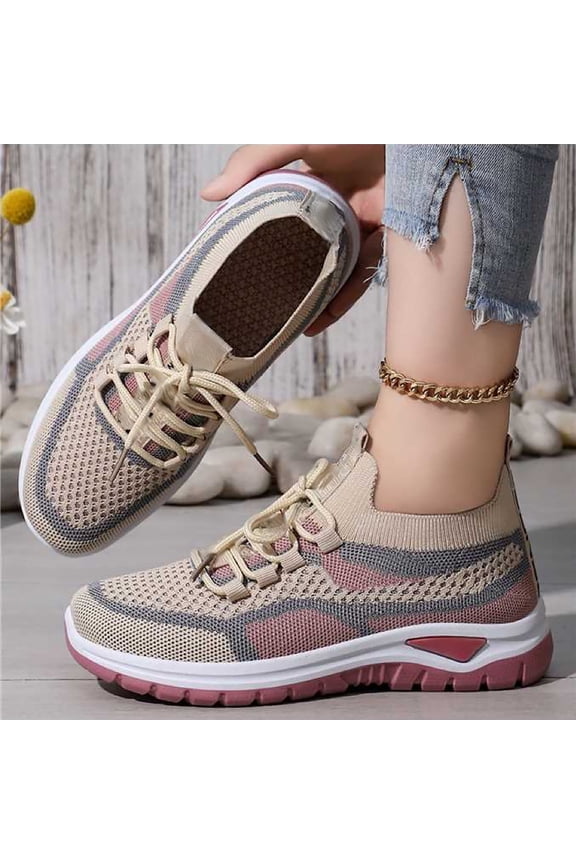 Women's Thick-Soled Non-Slip Breathable Mesh Sneakers Orthopedic Loafers Comfortable Walking Athletic Fitness Tennis Walking School Shoes Lightweight Causal Shoes