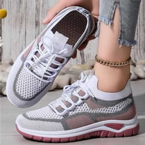 XIMIN Women's Thick-Soled Non-Slip Breathable Mesh Sneakers Orthopedic Loafers Comfortable Walking Athletic Fitness Tennis Walking School Shoes Lightweight Causal Shoes