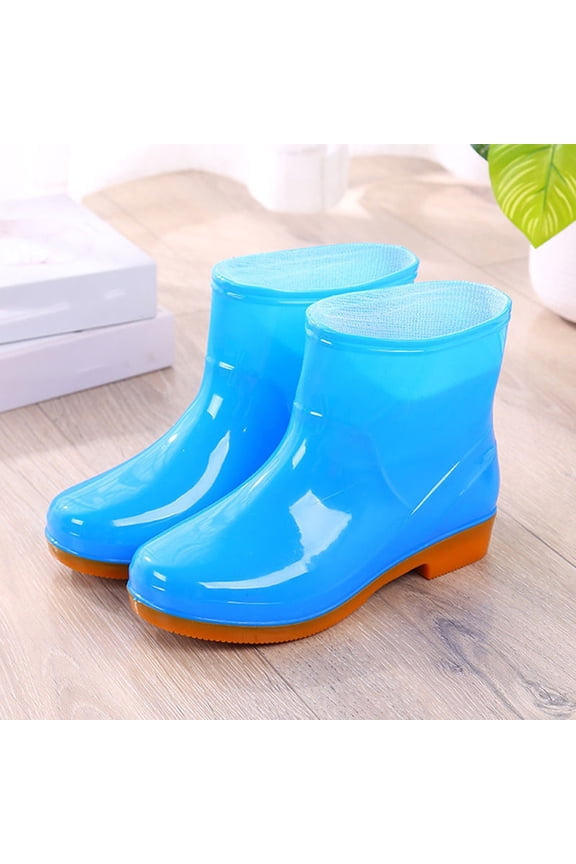 Women's Transparent Rain Shoes Waterproof Rain Boots Work Ankle Boots Adult Booties Stylish Rubber Non-slip Shoes Car Wash Footwear for Lawn Care,Gardening