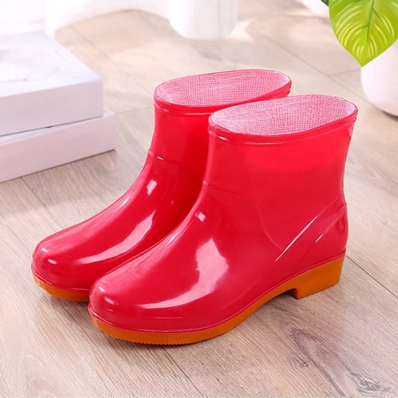 XIMIN Women's Transparent Rain Shoes Waterproof Rain Boots Work Ankle Boots Adult Booties Stylish Rubber Non-slip Shoes Car Wash Footwear for Lawn Care,Gardening