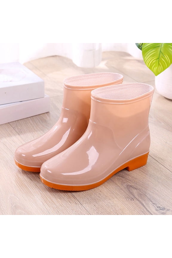 Women's Transparent Rain Shoes Waterproof Rain Boots Work Ankle Boots Adult Booties Stylish Rubber Non-slip Shoes Car Wash Footwear for Lawn Care,Gardening