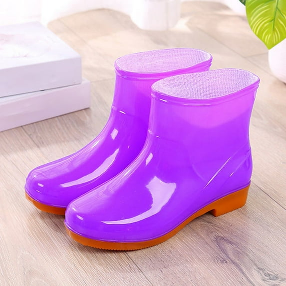 XIMIN Women's Transparent Rain Shoes Waterproof Rain Boots Work Ankle Boots Adult Booties Stylish Rubber Non-slip Shoes Car Wash Footwear for Lawn Care,Gardening