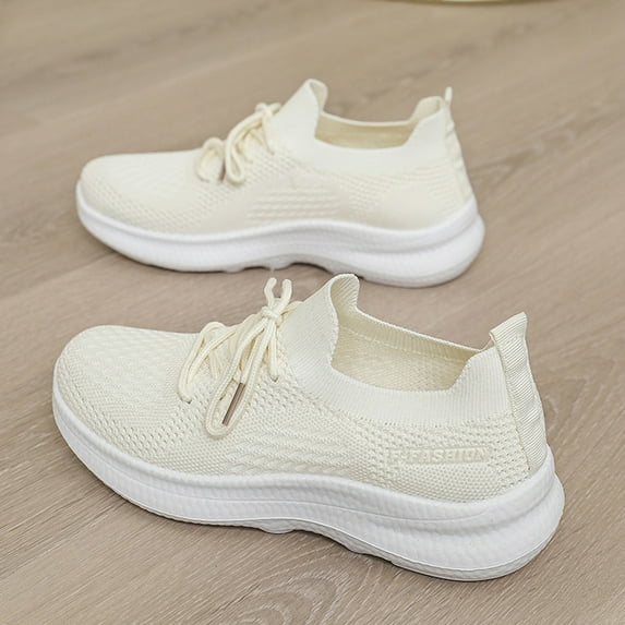 XIMIN Women's Walking Casual Athletic Slip on Shoes Lightweight Lace-up Tennis Fashion Sneakers Sports Workout Gym Shoes for Running Outdoor Gym Workout