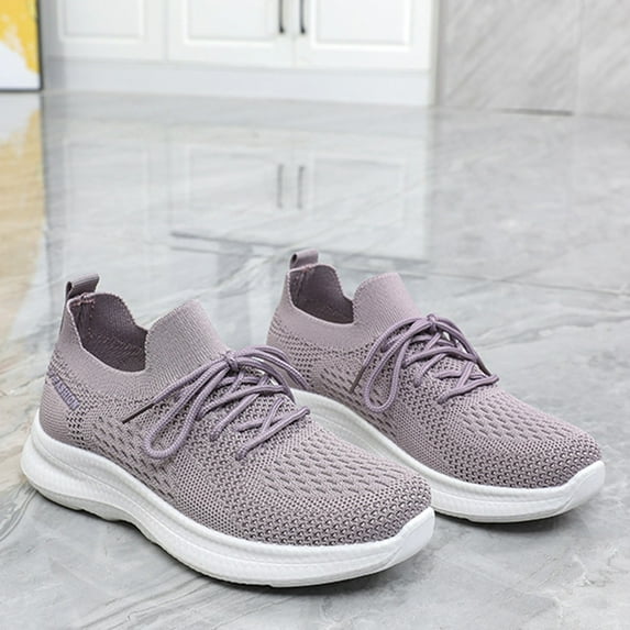 XIMIN Women's Walking Casual Athletic Slip on Shoes Lightweight Lace-up Tennis Fashion Sneakers Sports Workout Gym Shoes for Running Outdoor Gym Workout