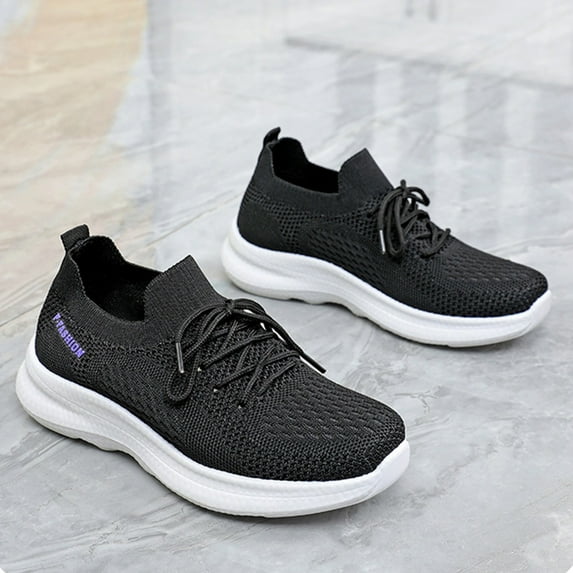 XIMIN Women's Walking Casual Athletic Slip on Shoes Lightweight Lace-up Tennis Fashion Sneakers Sports Workout Gym Shoes for Running Outdoor Gym Workout