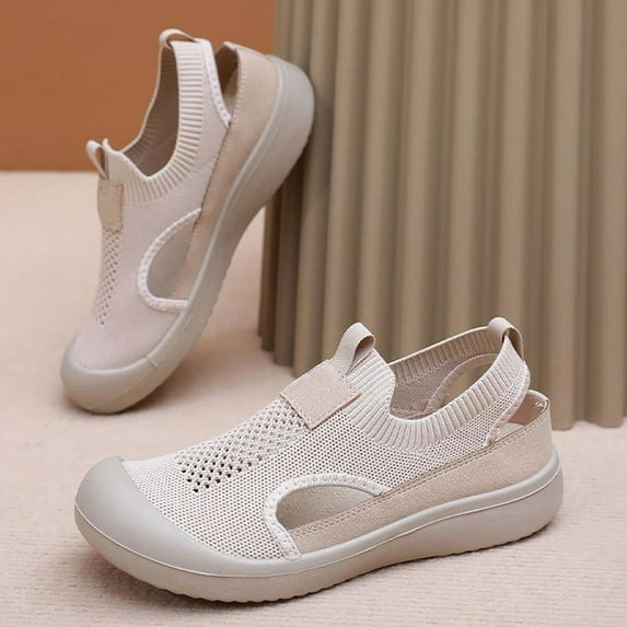 XIMIN Women's Walking Shoes with EVA Cushioning Orthopedic Slip-On Walking Lightweight Shoes Comfortable Breathable Casual Wedge Orthopedic Sneakers in All Seasons