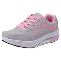 XIMIN Women's Walking Toning Platform Shoes Soft Comfy Running Shoe Fashion Lace up Rocker Shoes with Arch Support Sneakers Casual Lightweight Tennis Sneaker