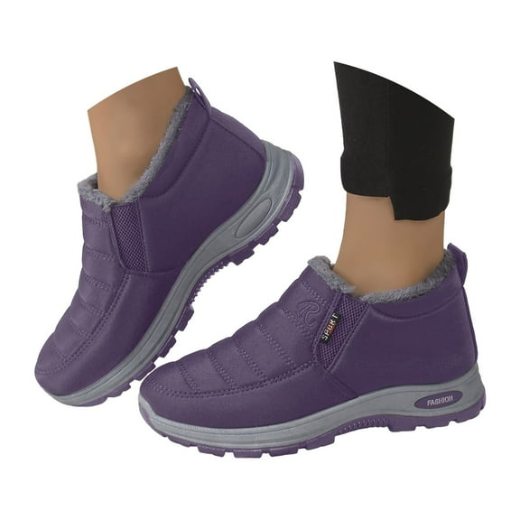 XIMIN Women's Waterproof Hiking Boots Snow Boots Wide Toe Box Shoe Winter Shoes Warm Fur Lined Ankle Boot Slip On Boot Comfortable Minimalist Sneakers