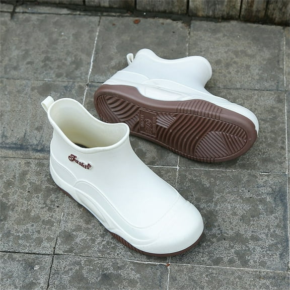 XIMIN Women's Waterproof Rubber Rain Boots Ankle Fishing Deck Boots Non-slip Rain Boots Garden Shoes Lightweight Boots Outdoor Work Boots (37, White)