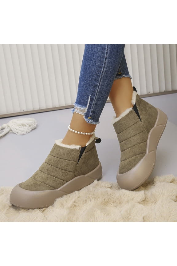Women's Waterproof Warm Winter Snow Ankle Boots with Chunky Sole Comfortable Soft Plush Lightweight Non-slip Slip on Rain Snow Short Boots Outdoor Hiking Camping Boots
