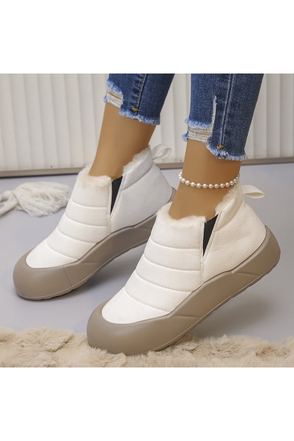 Women's Waterproof Warm Winter Snow Ankle Boots with Chunky Sole Comfortable Soft Plush Lightweight Non-slip Slip on Rain Snow Short Boots Outdoor Hiking Camping Boots