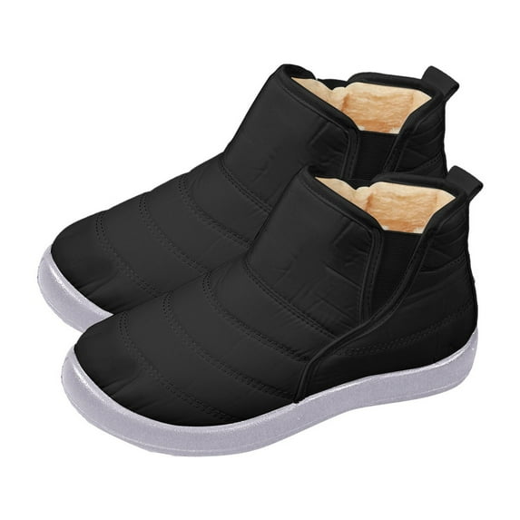 XIMIN Women's Winter Warm Fur Solid Color Ladies Snow Ankle Booties Lightweight Comfortable Slip On Waterproof Rain Outdoor Stylish Snow Short Boots