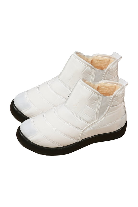 Women's Winter Warm Fur Solid Color Ladies Snow Ankle Booties Lightweight Comfortable Slip On Waterproof Rain Outdoor Stylish Snow Short Boots
