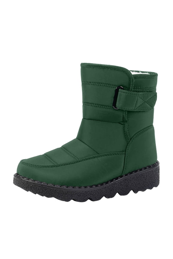 Women's Winter Warm Snow Boots Waterproof Non-Slip Platform Warm Wool Fuzzy Ankle Booties with Fur Lined Thermal Mid-Calf Booties Outdoor Slip On Booties