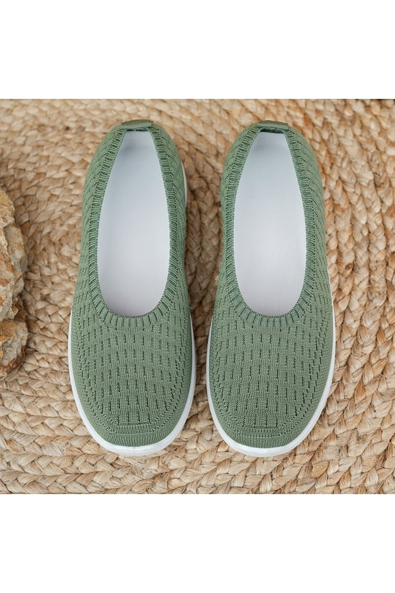 Women's Woven Orthopedic Breathable Comfortable Walking Sneakers with Arch Support Wide Fit Slip on Tenis Comfy Work Slip Ins Loafers Soft Foam Footwear (8, Green)