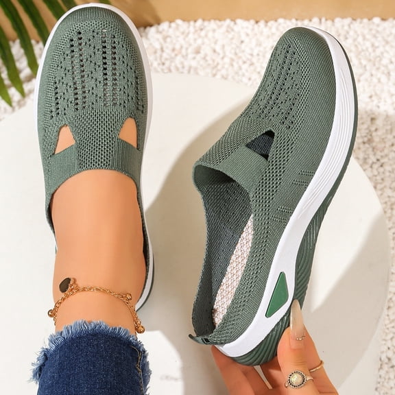 XIMIN Women’s Woven Orthopedic Lightweight Loafers Comfortable Soft Shoes Slip On Knitted Breathable Sneakers with Arch Support for Walking Running Hiking