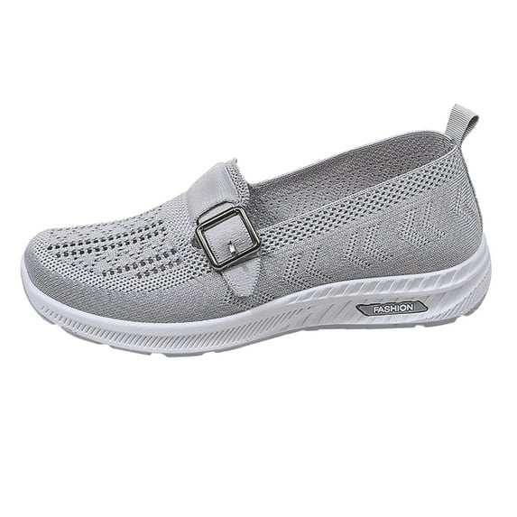 XIMIN Women's Woven Slip on Mesh Orthopedic Breathable Soft Bottom Shoes Arch Support Anti-Skid Sports Shoes Diabetic Ladies Shoes Footwear (36, Gray)