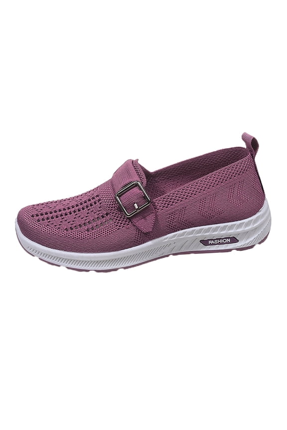 Women's Woven Slip on Mesh Orthopedic Breathable Soft Bottom Shoes Arch Support Anti-Skid Sports Shoes Diabetic Ladies Shoes Footwear (36, Purple)