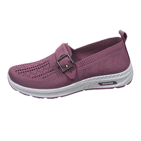 XIMIN Women's Woven Slip on Mesh Orthopedic Breathable Soft Bottom Shoes Arch Support Anti-Skid Sports Shoes Diabetic Ladies Shoes Footwear (37, Purple)