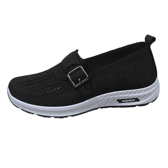 XIMIN Women's Woven Slip on Mesh Orthopedic Breathable Soft Bottom Shoes Arch Support Anti-Skid Sports Shoes Diabetic Ladies Shoes Footwear (41, Black)